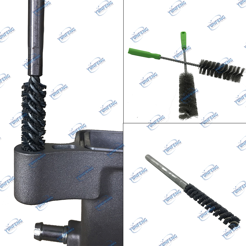 Cepillos de cepillos industriales abrasivos personalizados del tubo Cepillos de alambre trenzados Cepillo del tubo de Alumina para Debarring Herramienta de limpieza del pulimento